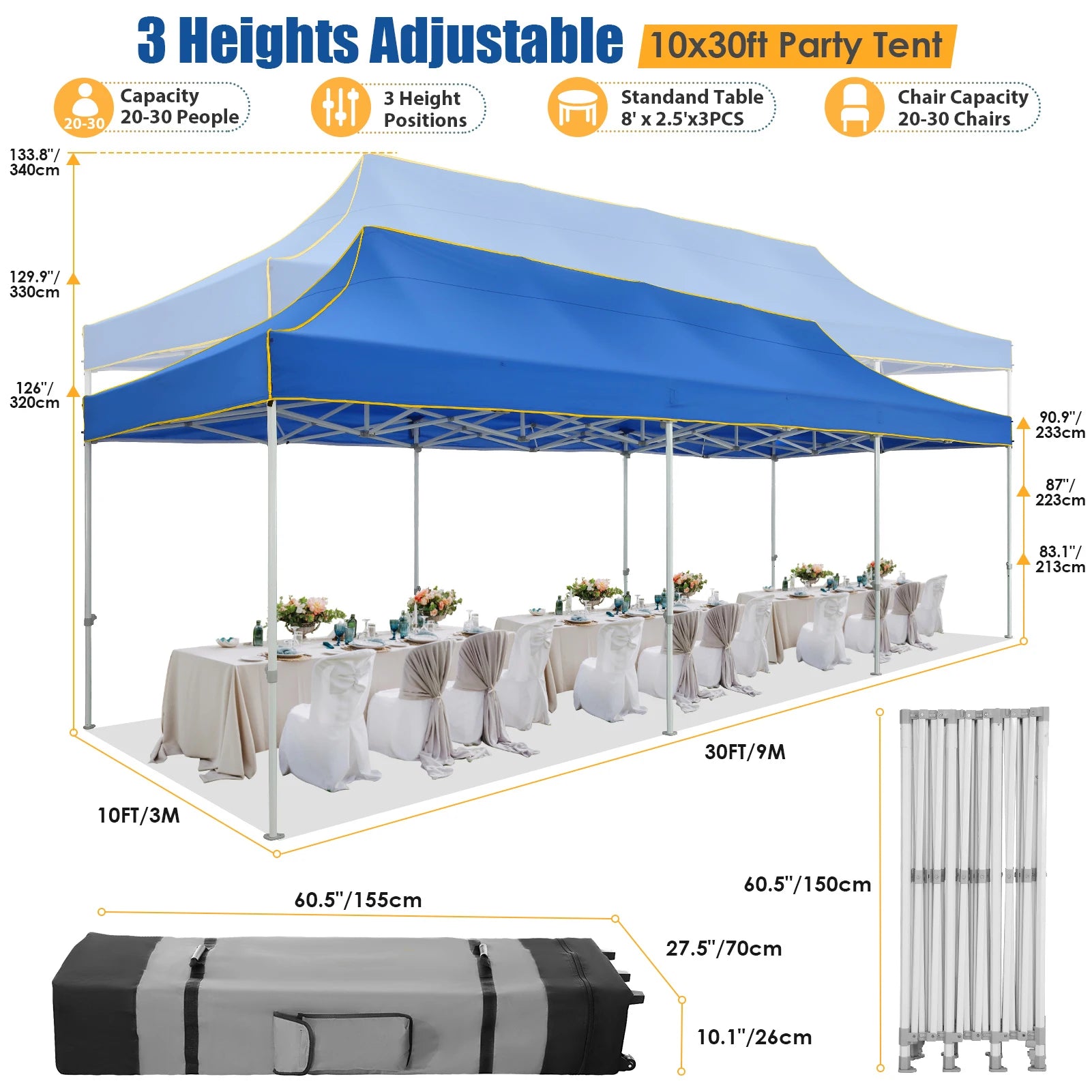 10x30ft Pop Up Canopy Tent Gazebo