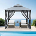 10' x 10' Patio Gazebo with Steel Frame and Double Roof