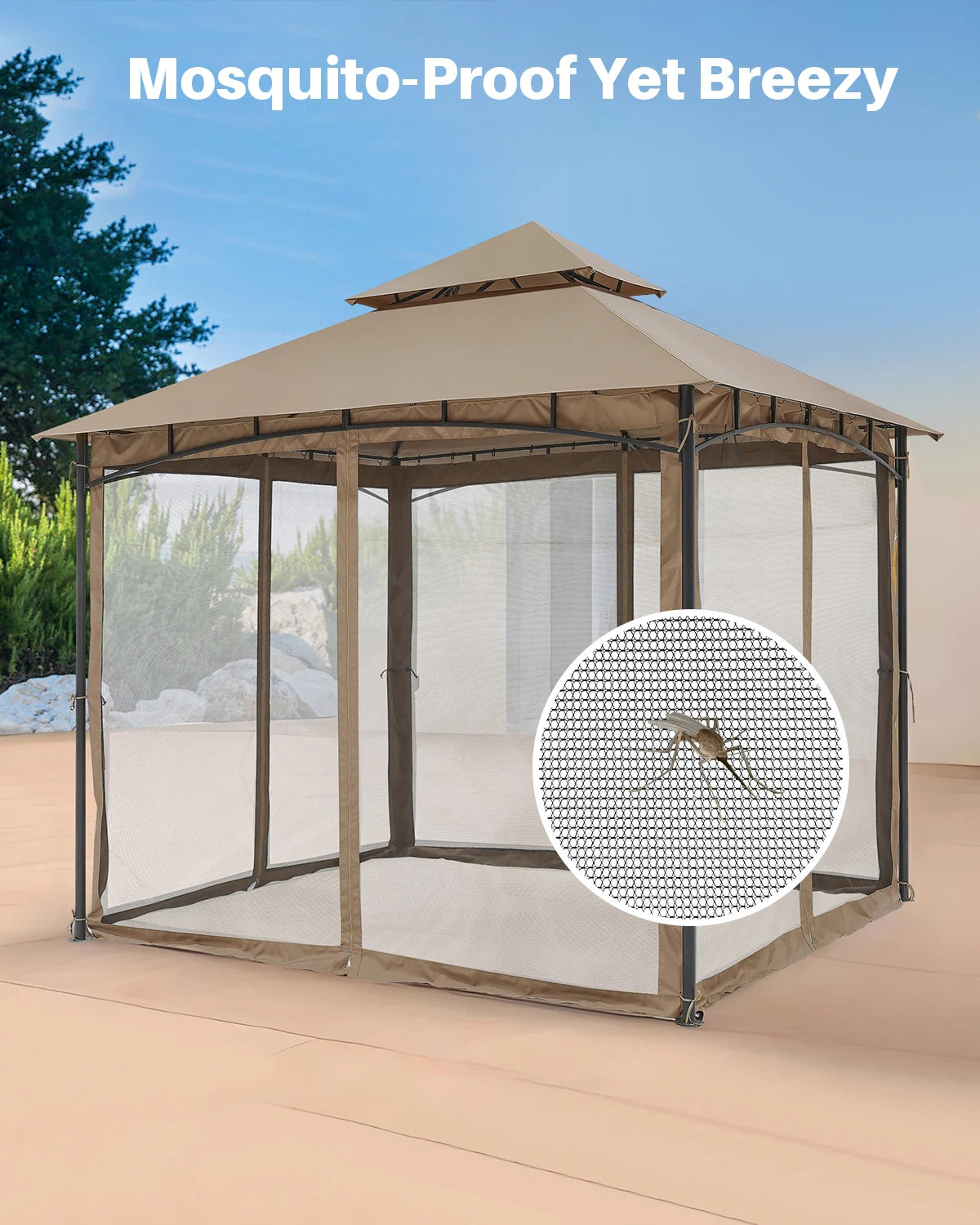 10' x 10' Patio Gazebo with Steel Frame and Double Roof