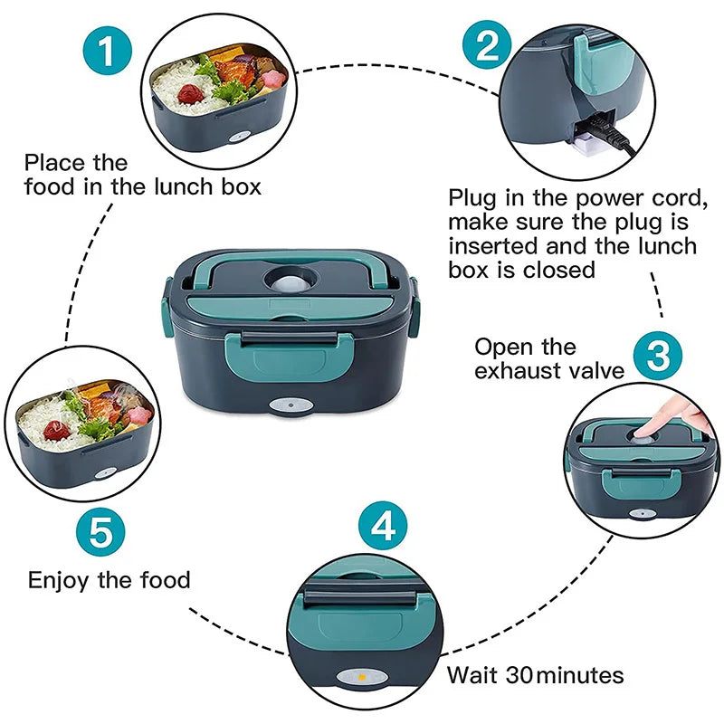 2-in-1 electric lunch box leak-proof portable food warmer
