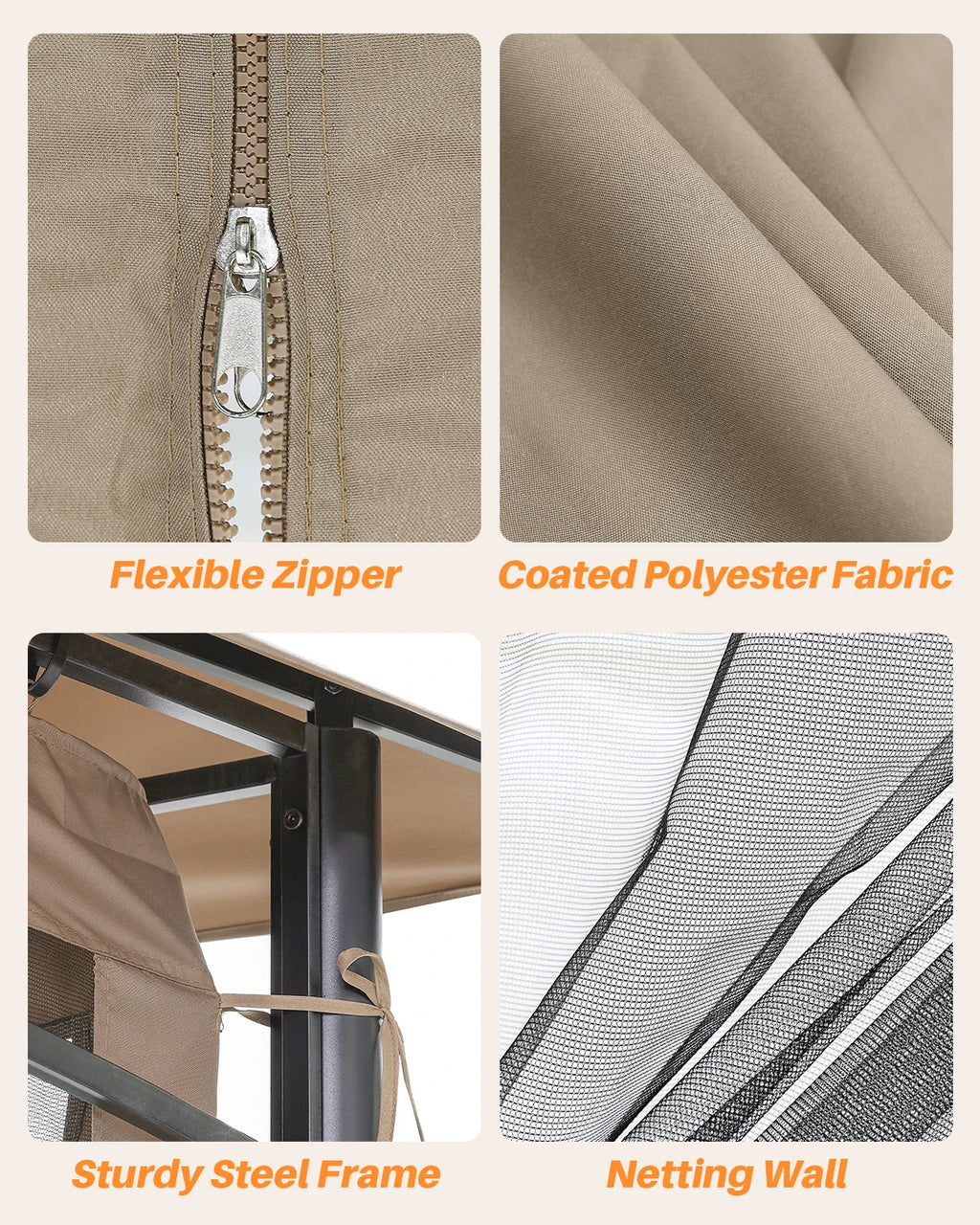 10' x 10' Patio Gazebo with Steel Frame and Double Roof