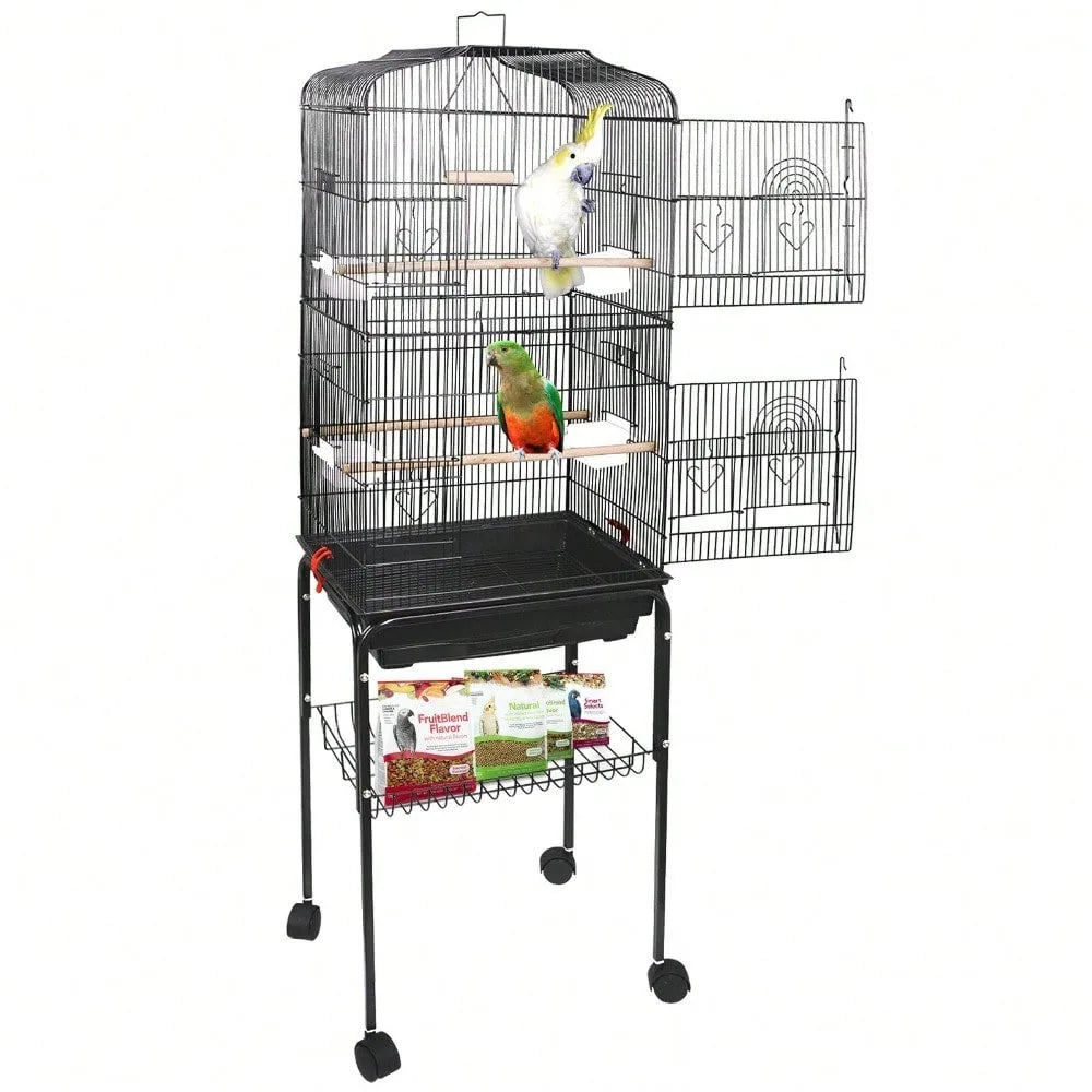 59''H Rooling Bird Cage with Stand & Tray