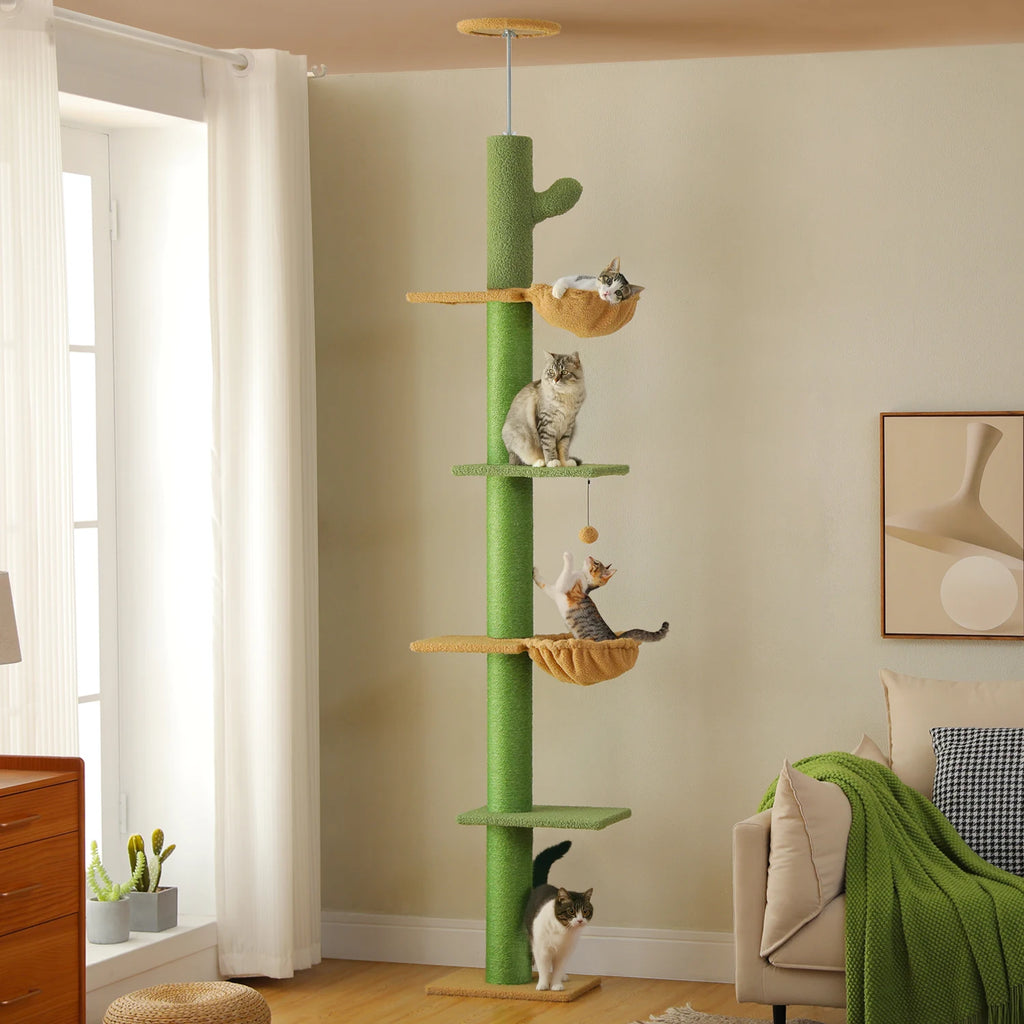 Cat Tree Floor to Ceiling Cat Tower with Sisal Scratching Post