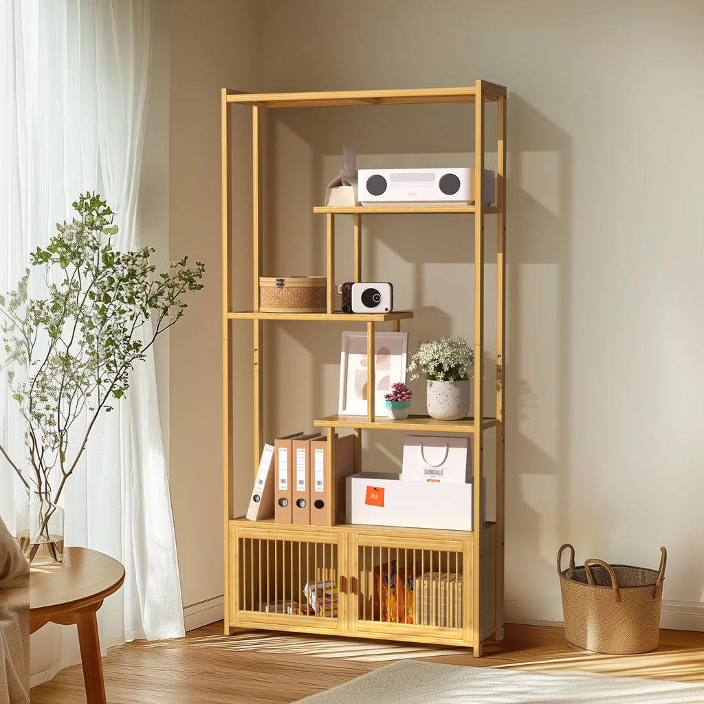 Free Standing Rack Bamboo Bookshelf
