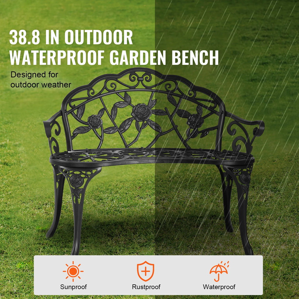 Wooden Metal Garden Bench for Outdoors 480 lbs