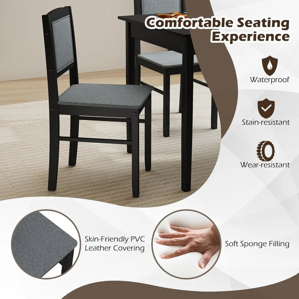 4-person Dining Table Set with Storage Rack