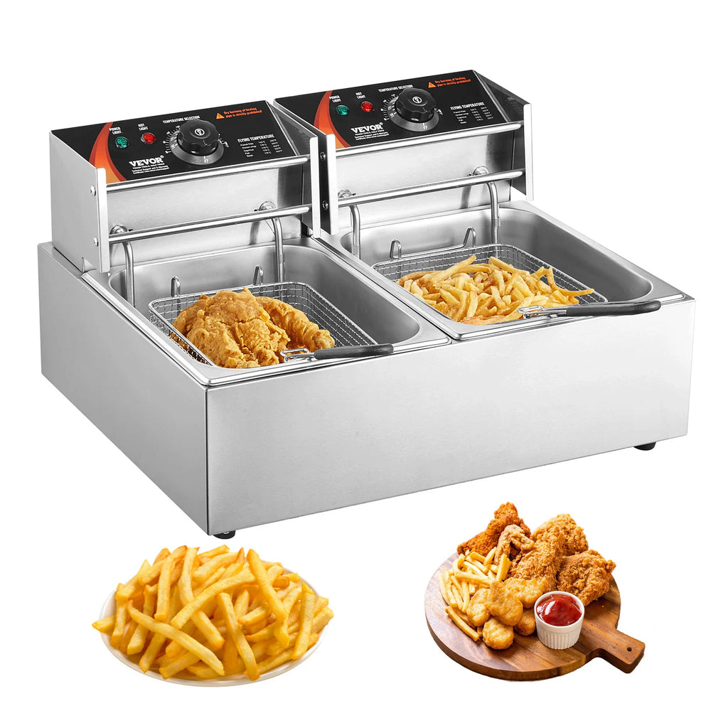12L Electric Deep Fryer w/Dual Removable Tanks