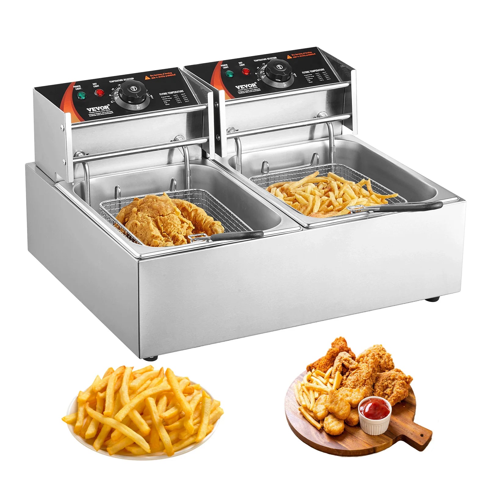 12L Electric Deep Fryer w/Dual Removable Tanks