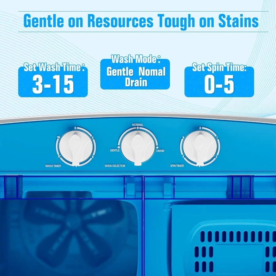 Portable Washing Machine with Longer Hose 16lbs Twin Tub