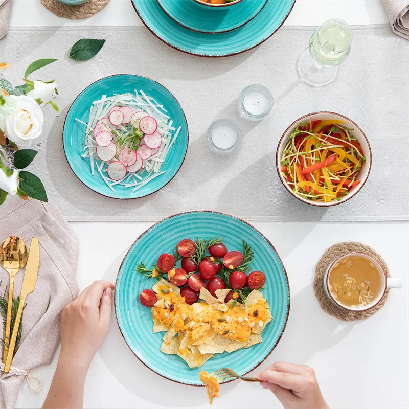 16Pcs Porcelain Dinnerware Set Vintage Ceramic Plate Set