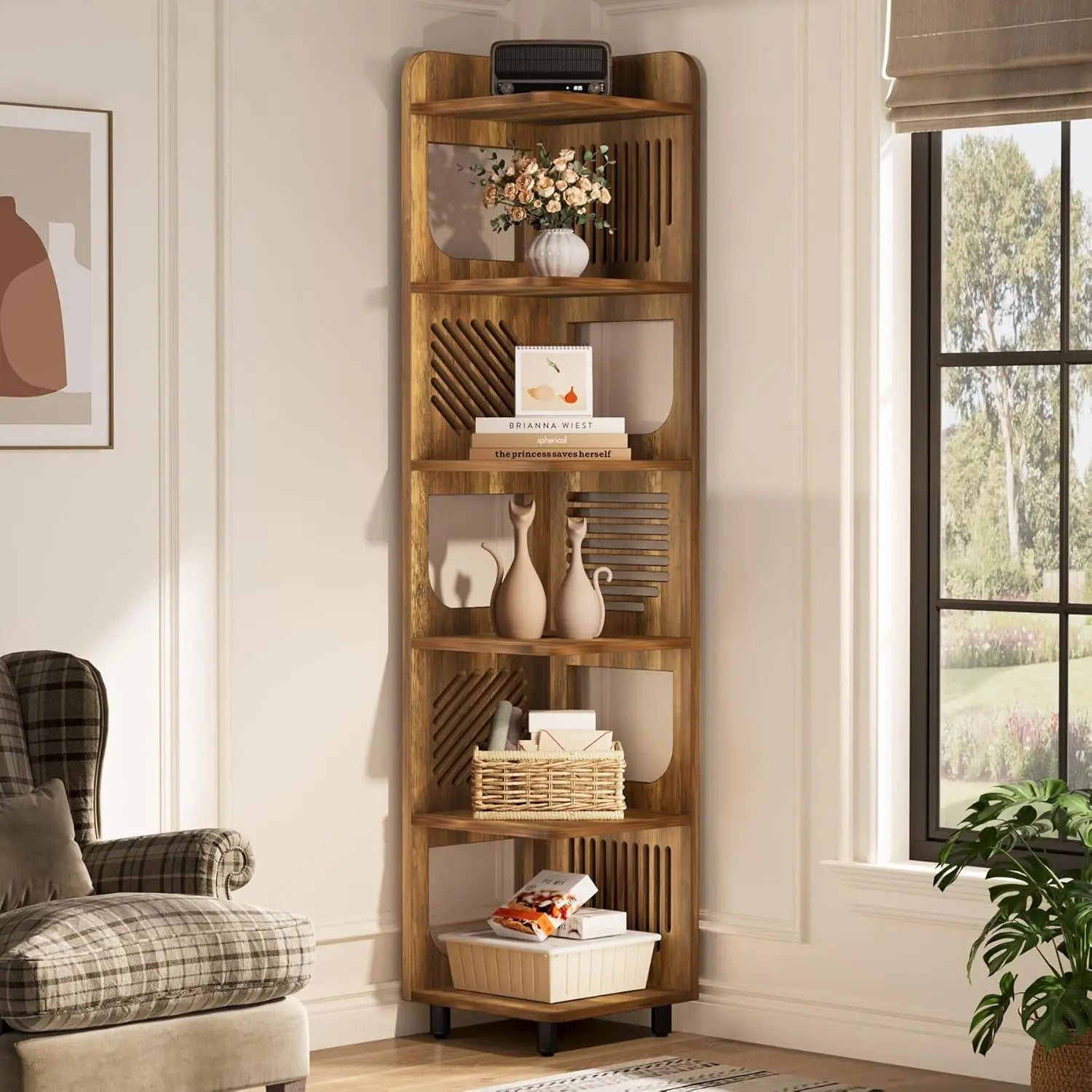 Narrow Corner,Freestanding Shelf Organizer for Living Room
