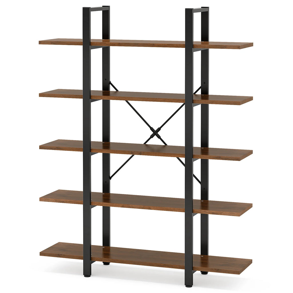 5-Tier  Vintage Style Bookcase 72 H x 12 W x 47L Inches, Retro Brown