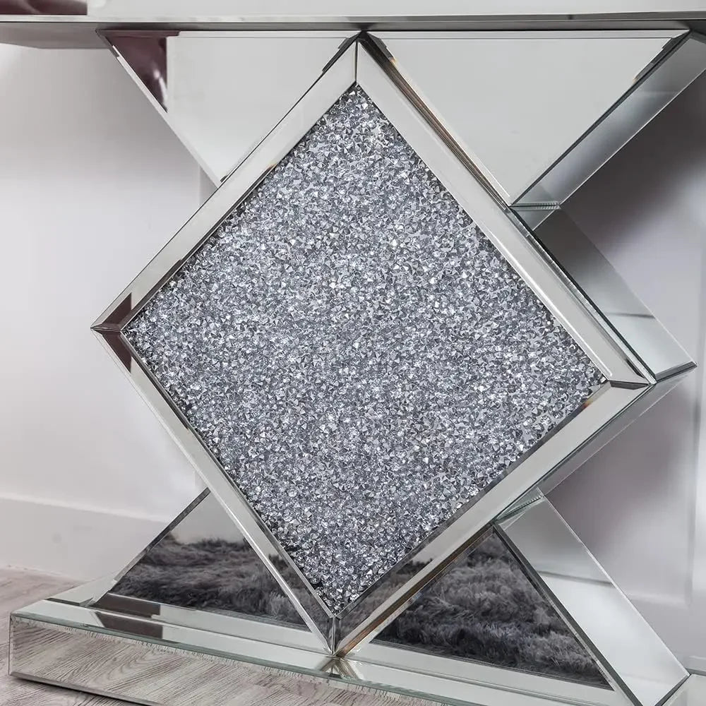 47.2'' Console  Mirrored  with Diamond Shaped Long Accent