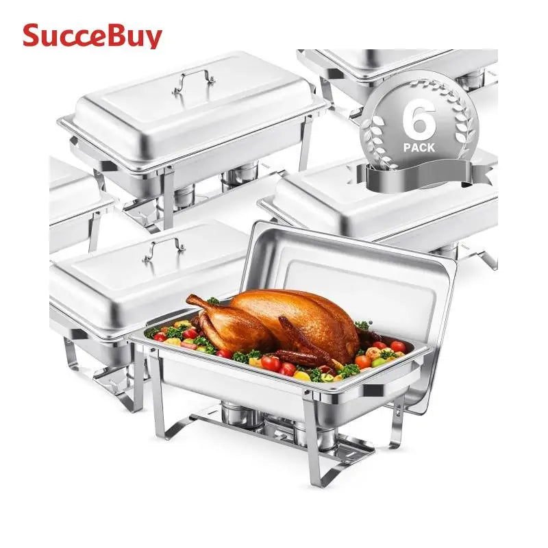 8 Qt 4/6 Pack Chafing Dish Buffet Set Stainless Steel