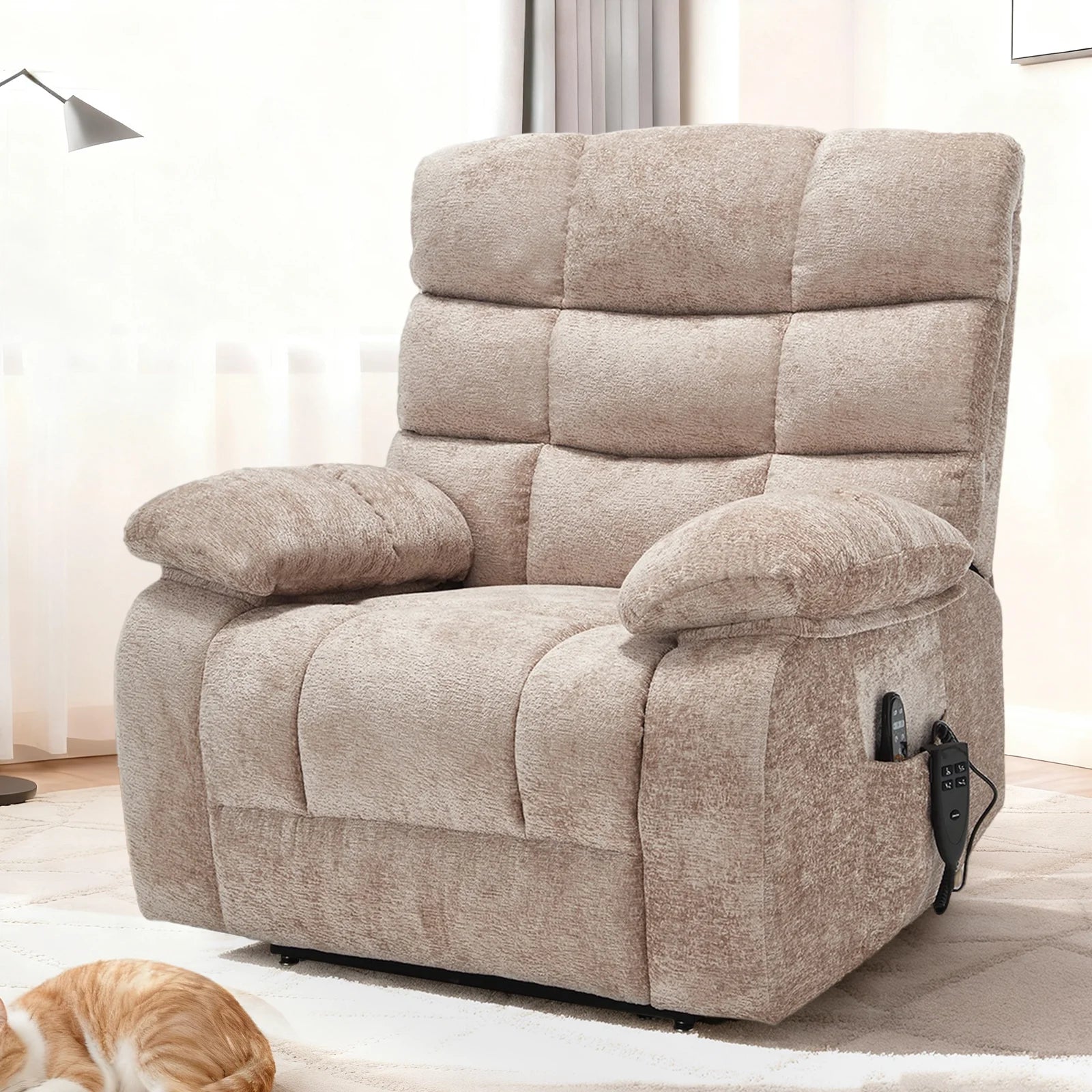 Oversized Recliner Chair with Heat and Massage, Power Lift