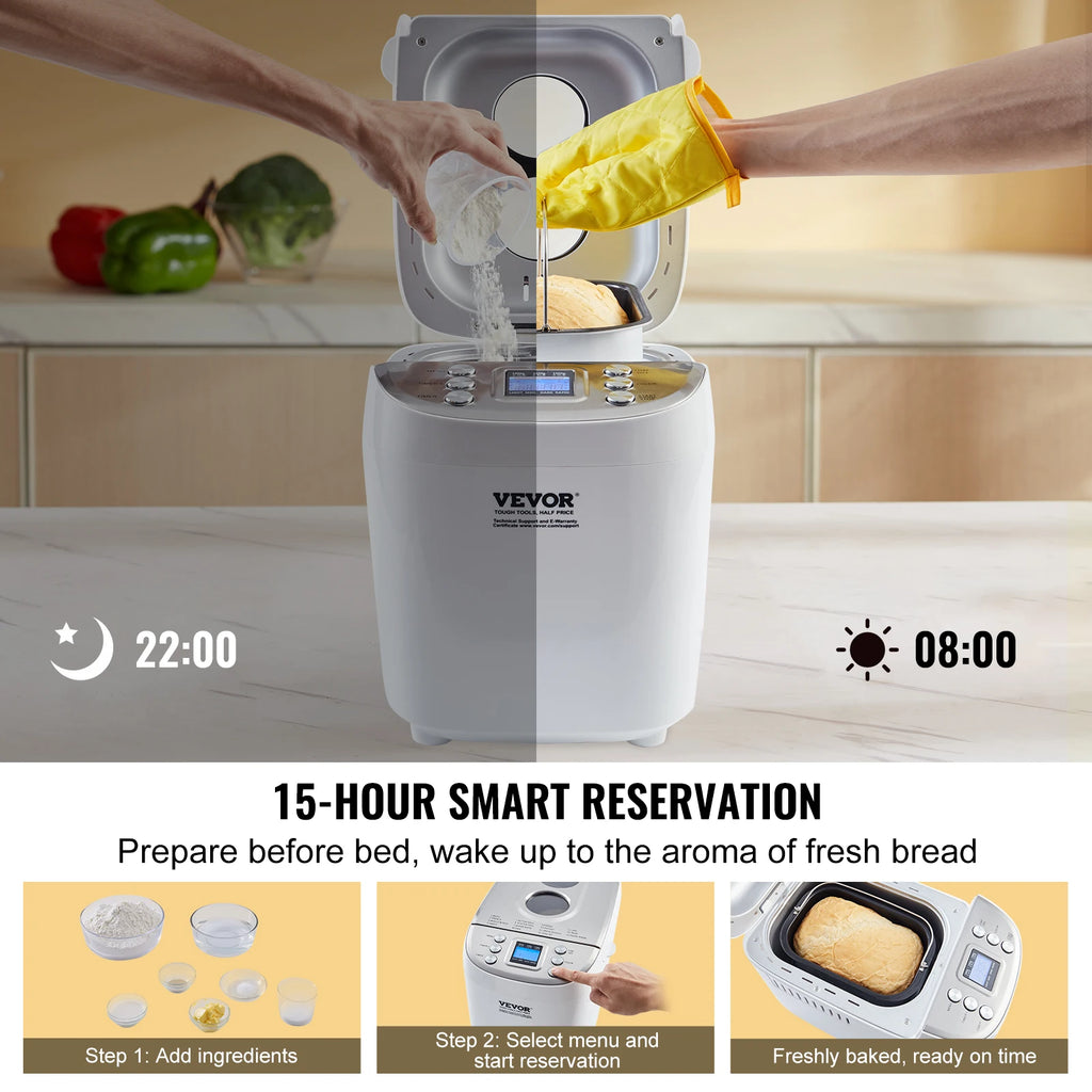 2/3 LB Bread Maker 15-in-1 Dough Machine Nonstick