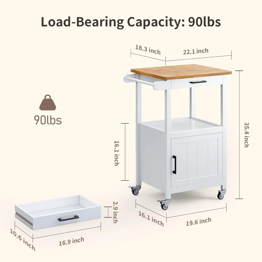 Rolling Kitchen  Cart With Drawer, Microwaves Stand