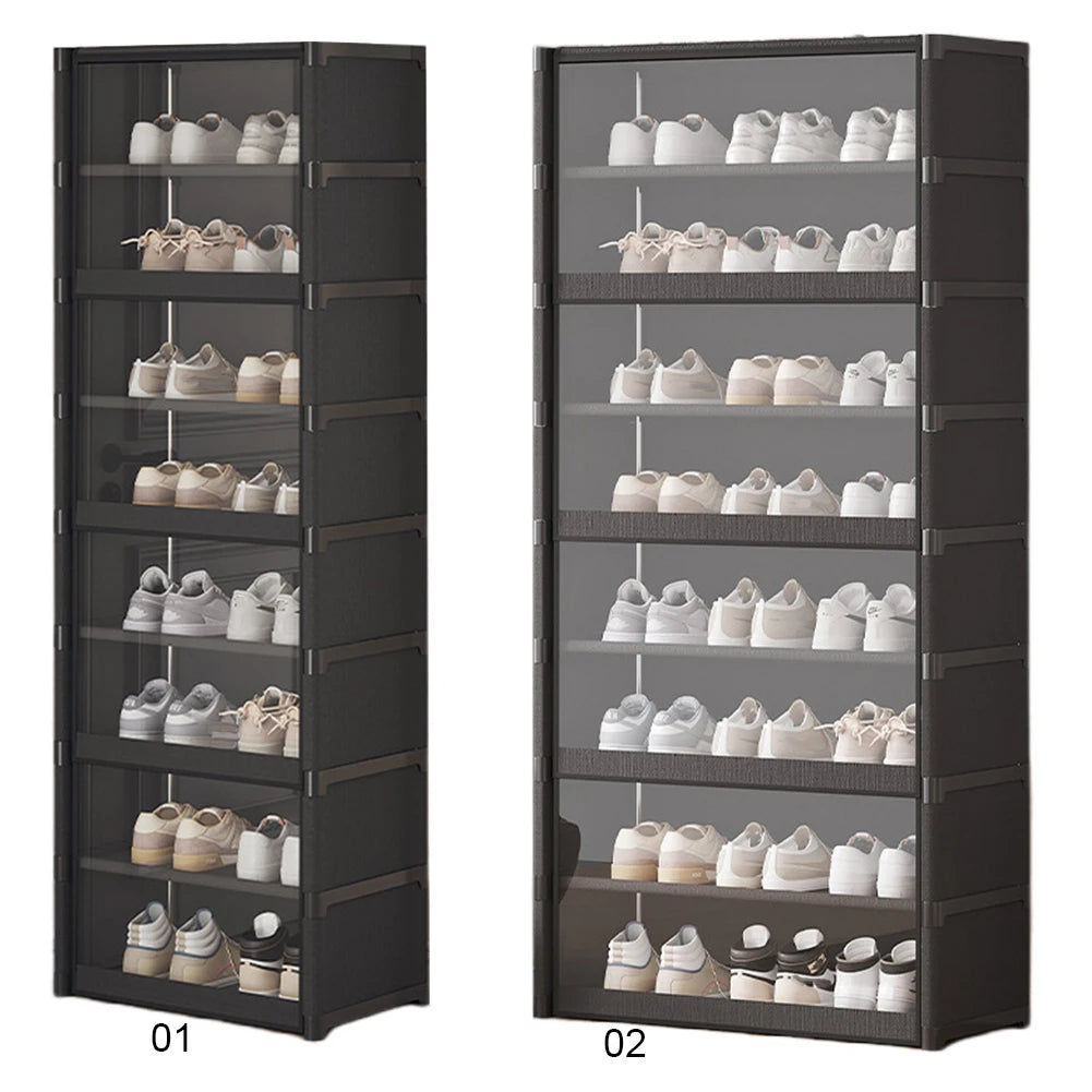 9 Tier Multi-Layer Shoe Rack 42cm/60cm Shoes Storage Cabinet Space Saving Vertical Stand Holder Dustproof Door Shoe Organizer
