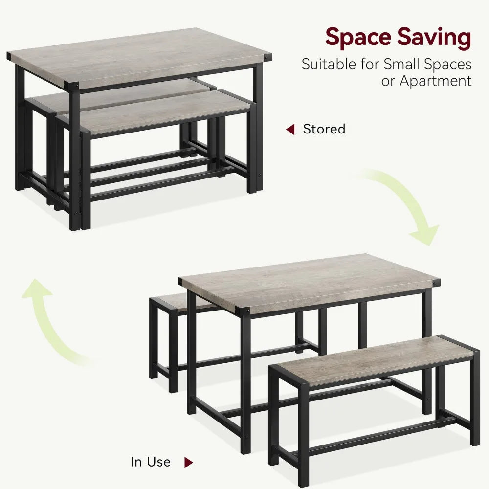 3-Pieces Dining Table Set for 4 for Small Space