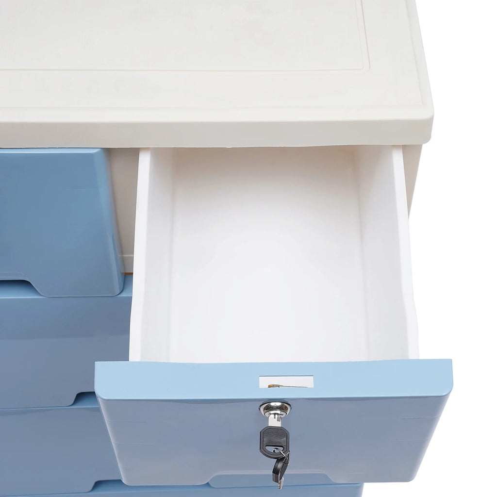 Plastic Chest of Drawers Organiser with Lock For Bedroom