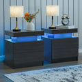 Set of 2 LED Nightstand with 2 Drawers for Bedroom