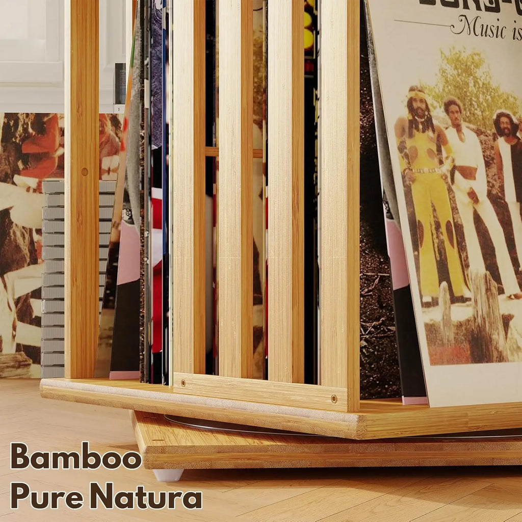 360° Rotating Bamboo CD/DVD  6-Tier Media Storage Cabinet