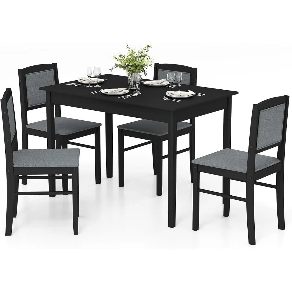 4-person Dining Table Set with Storage Rack