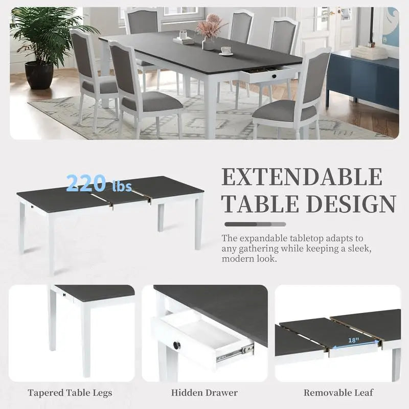 Rustic 7-Piece Extendable Dining Set with Removable Leaf