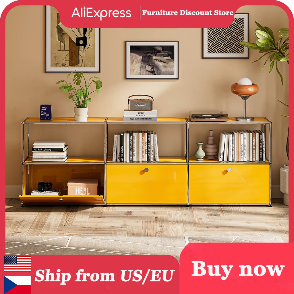 Stainless Metal Organizer TV Stand for Living Room