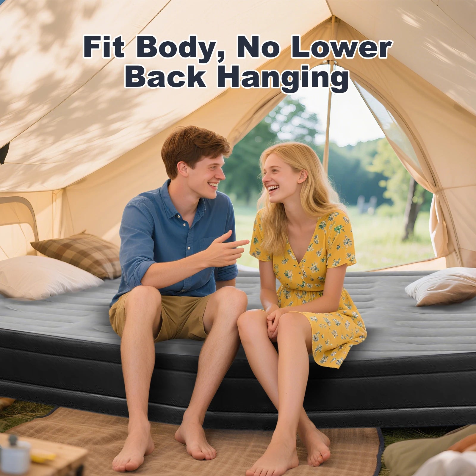 Double/Single Flocked Inflatable Bed  With Electric Air Pump 992 lb