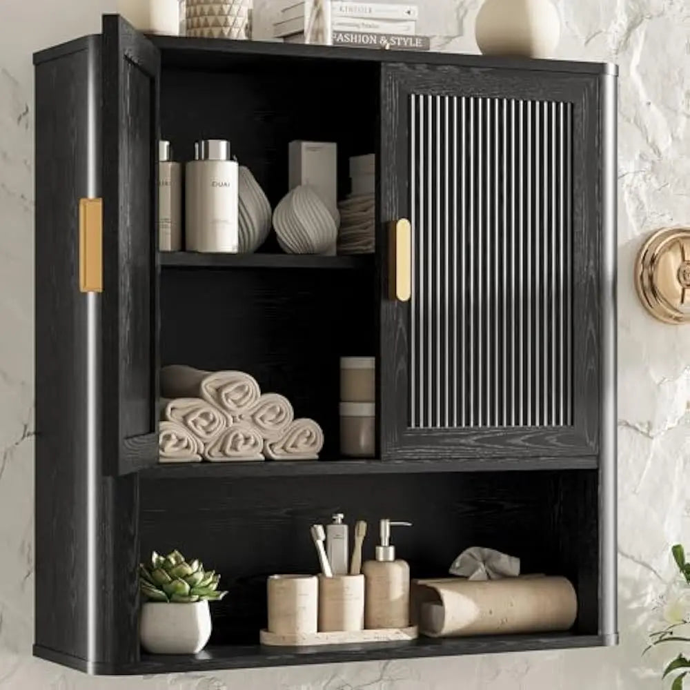 Bathroom Storage Cabinet, w/Adjustable Wood Shelf & Doors