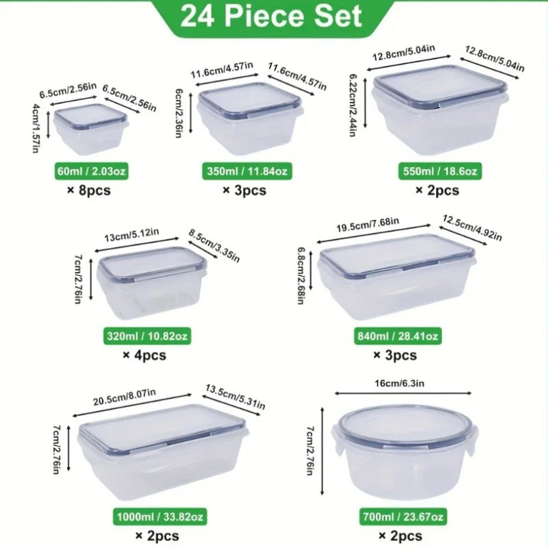 48Pcs BPA-Free Food Storage Set - 24 Airtight Containers & Lids