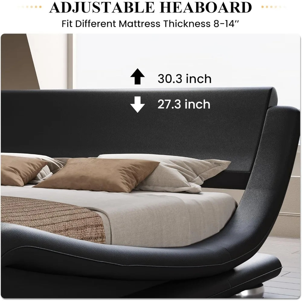 Queen Size Bed Frame No Box Spring Needed & Easy Assembly