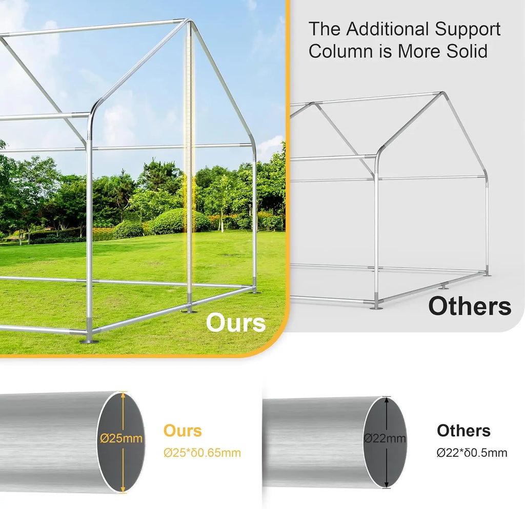 Walk in Yard Poultry Cage Hen House with Waterproof Cover (96.8 Square Feet)