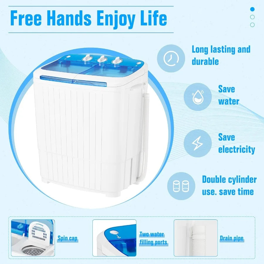 Portable Washing Machine with Longer Hose 16lbs Twin Tub