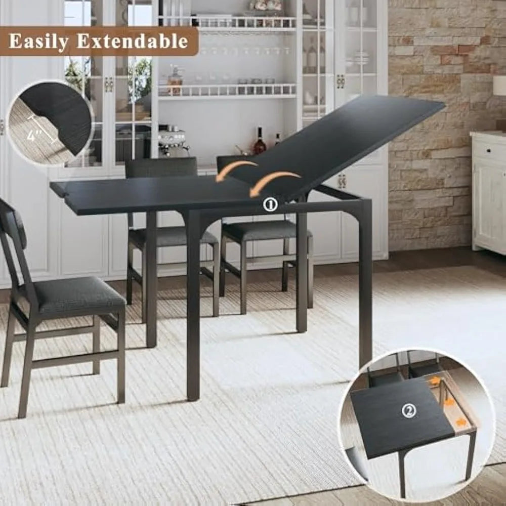 7-Piece  Extendable Kitchen Table Cushion Chairs Set of 6