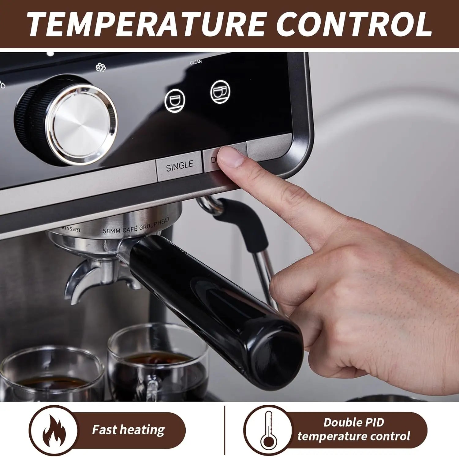 Professional Espresso Maker with Milk Frother Steam Wand Machine,1450W