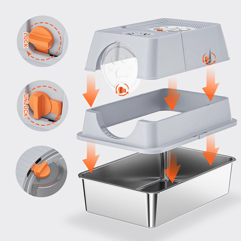 Anti-Leakage Non Stick Surface XXL Cat Litter Pan w/Scoop