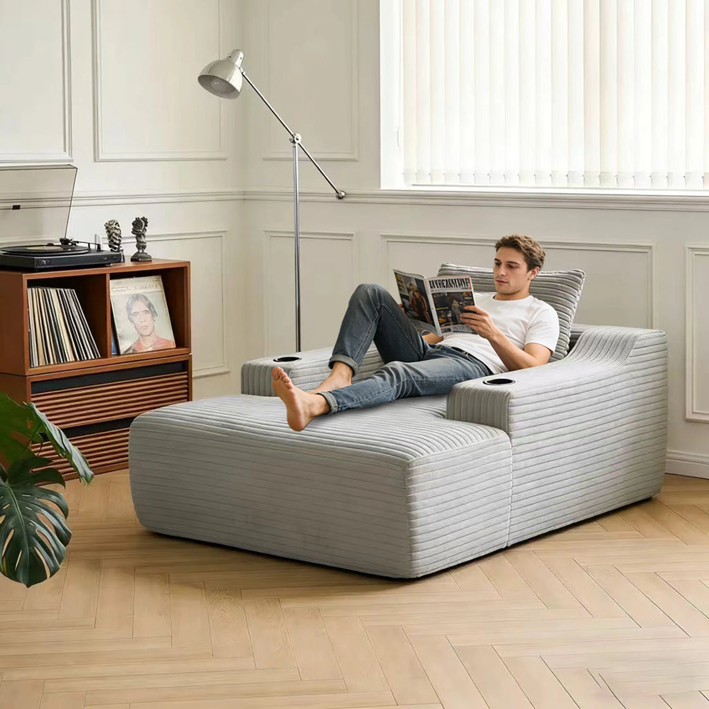 67'' Corduroy Chaise Lounge Sofa Bed for Living Room