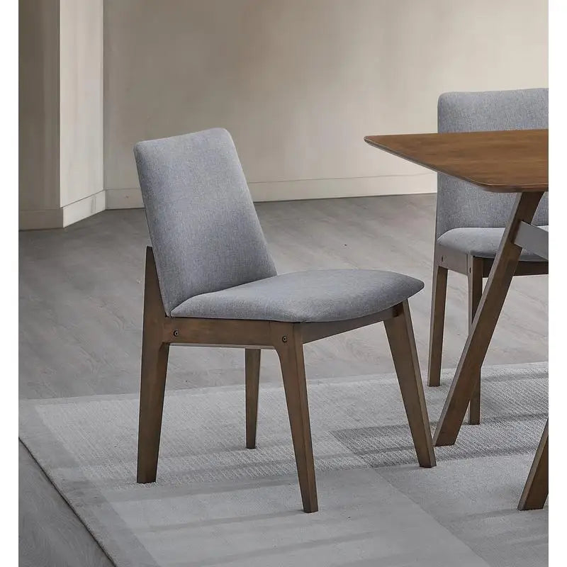 7-Piece Walnut Finish Dining Set with Upholstered Chairs