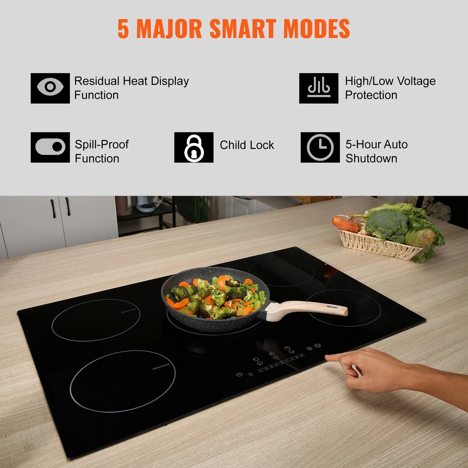 5 Burners 30/36 Inch Electric Induction Cooktop Stove
