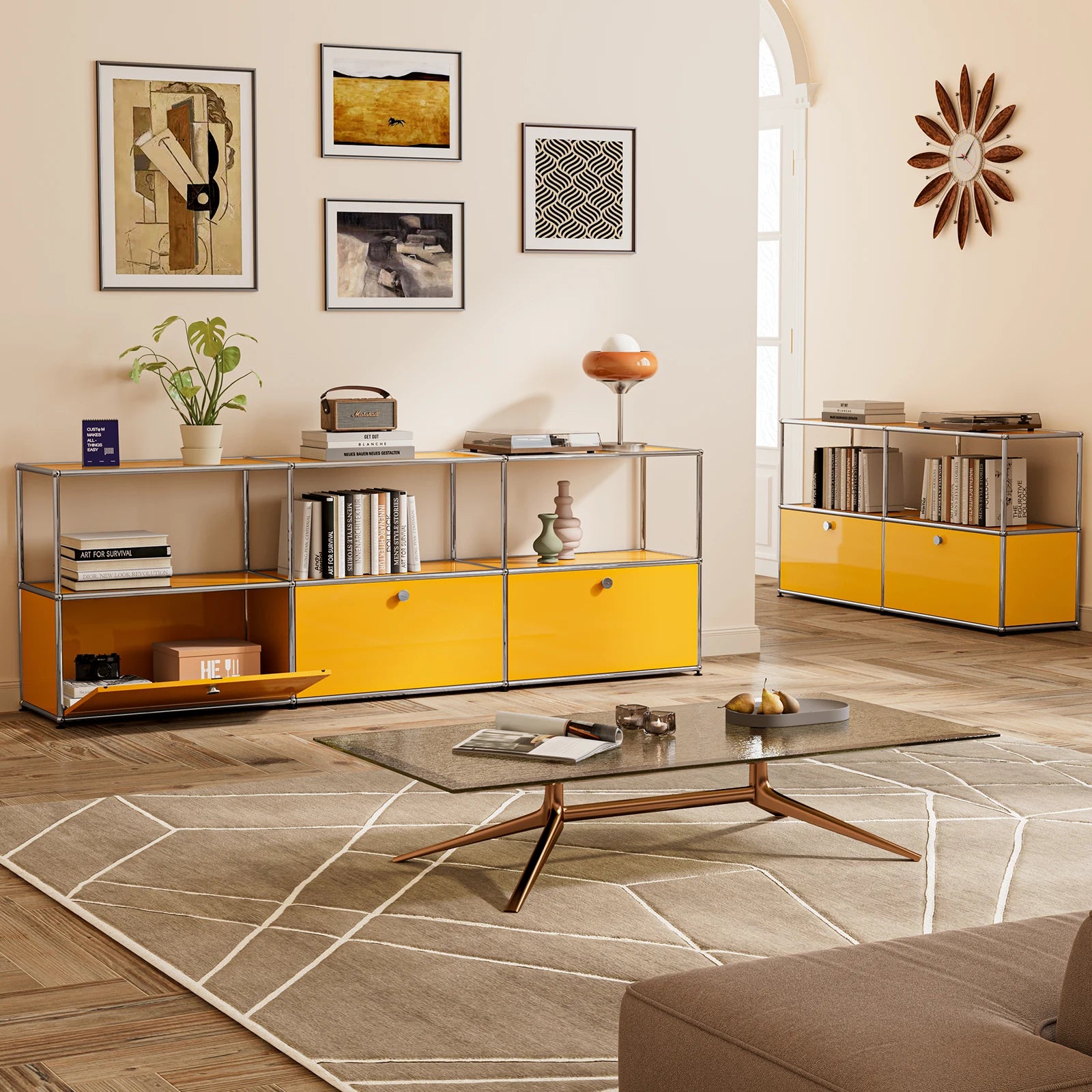 Stainless Metal Organizer TV Stand for Living Room