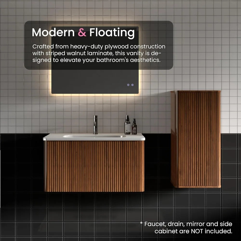 30" Bathroom Vanity with Sink, with Push Open Soft Close Drawer