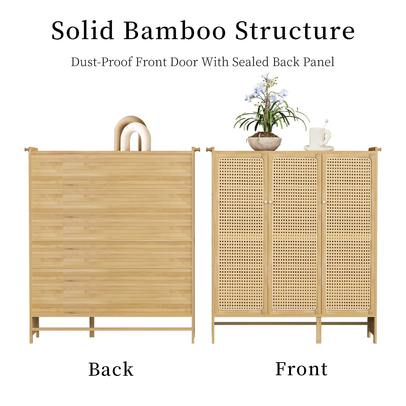 Bamboo Shoes Rack Organizer with Doors and 6 Tiers Shelves