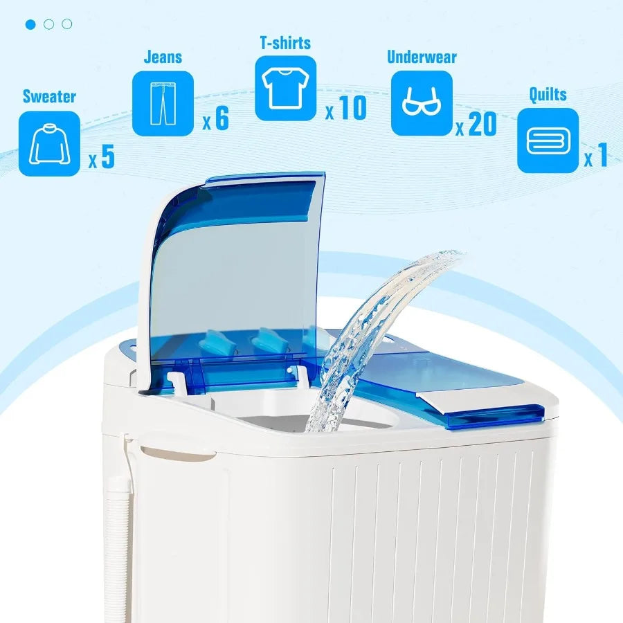 Portable Washing Machine with Longer Hose 16lbs Twin Tub