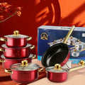 Red Cookware Set, 12-Piece ,Stainless Steel, Non-Stick