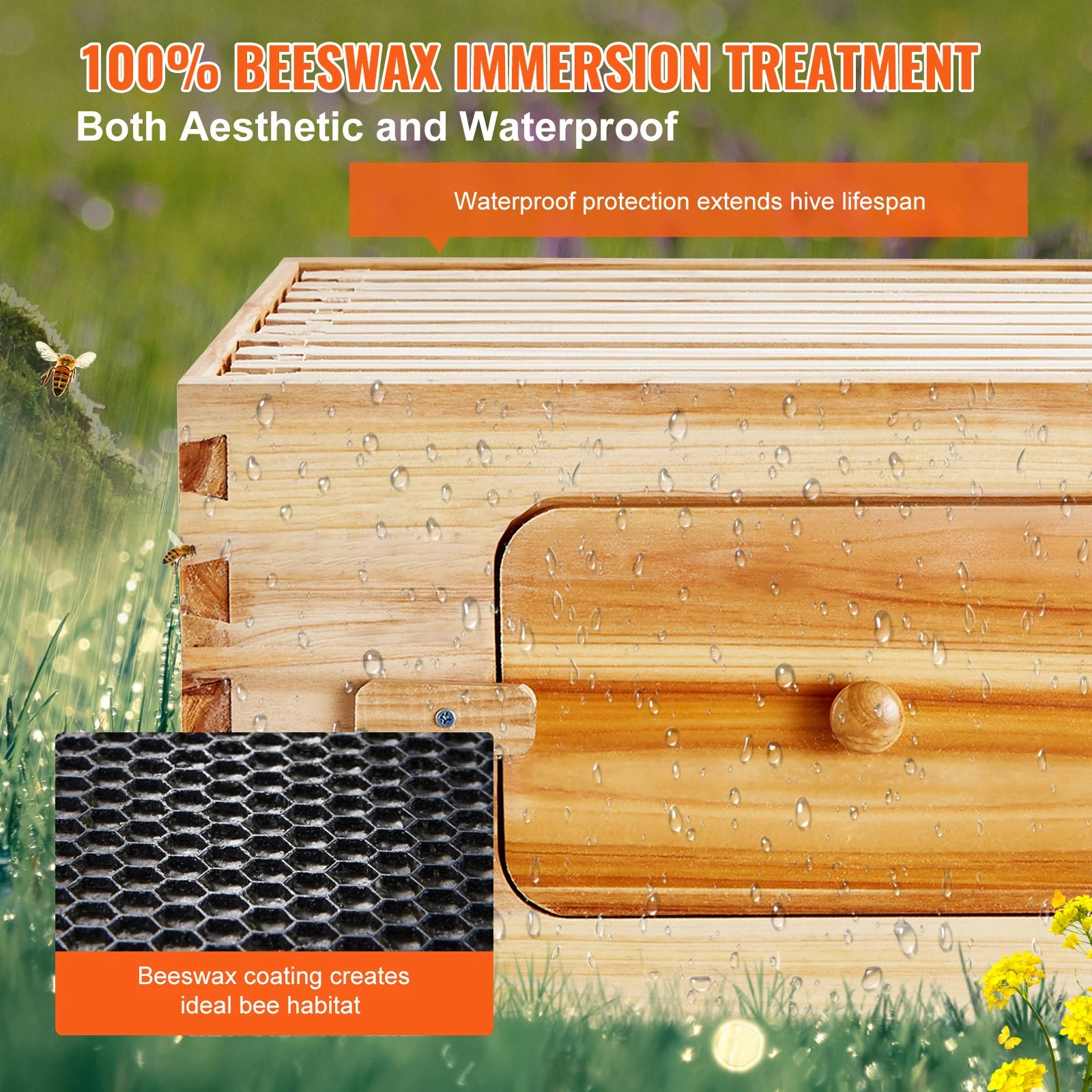 Bee Hive Deep Box Starter Kit 100% Beeswax Coated