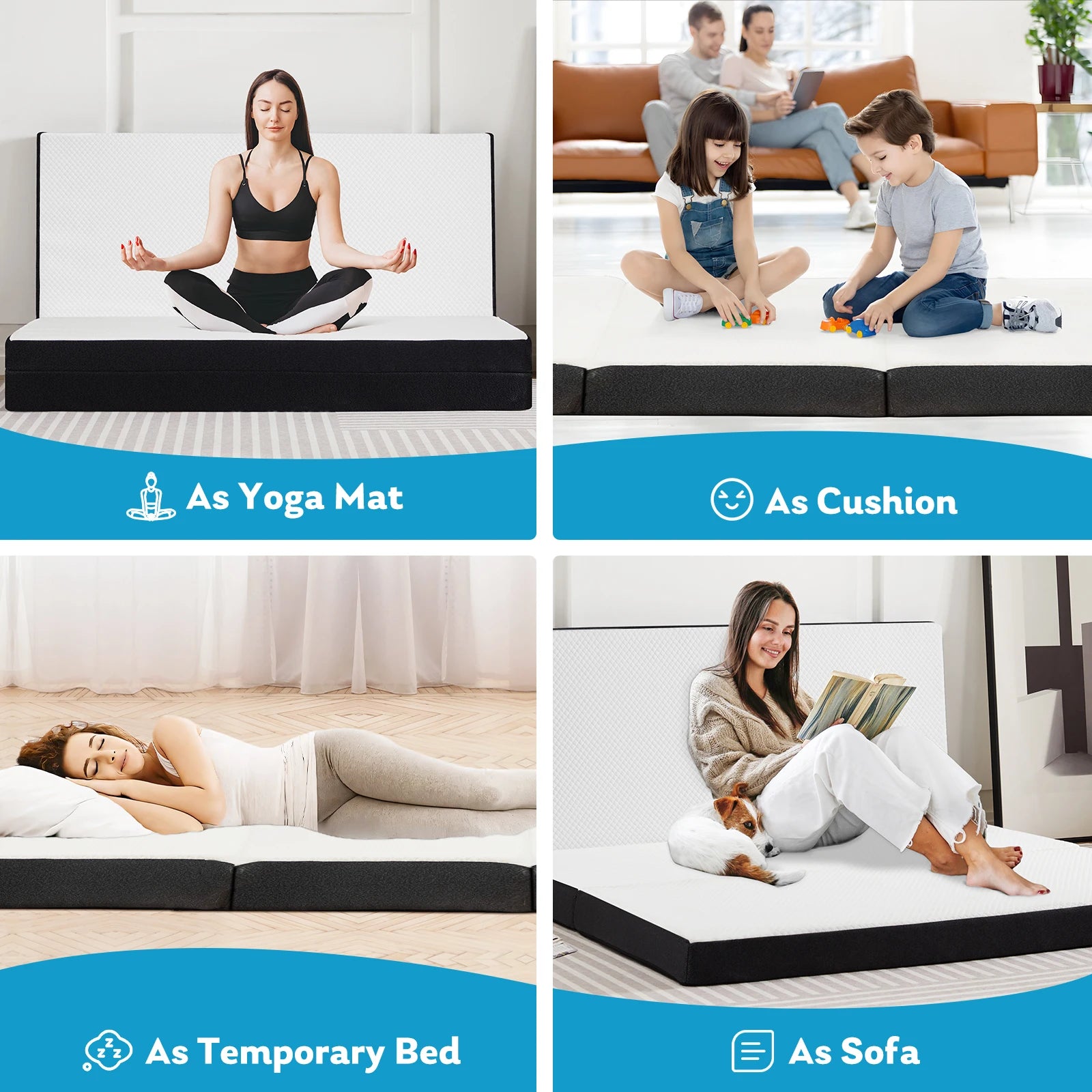 Three Fold Portable Floor Bed And Flexible Zipper