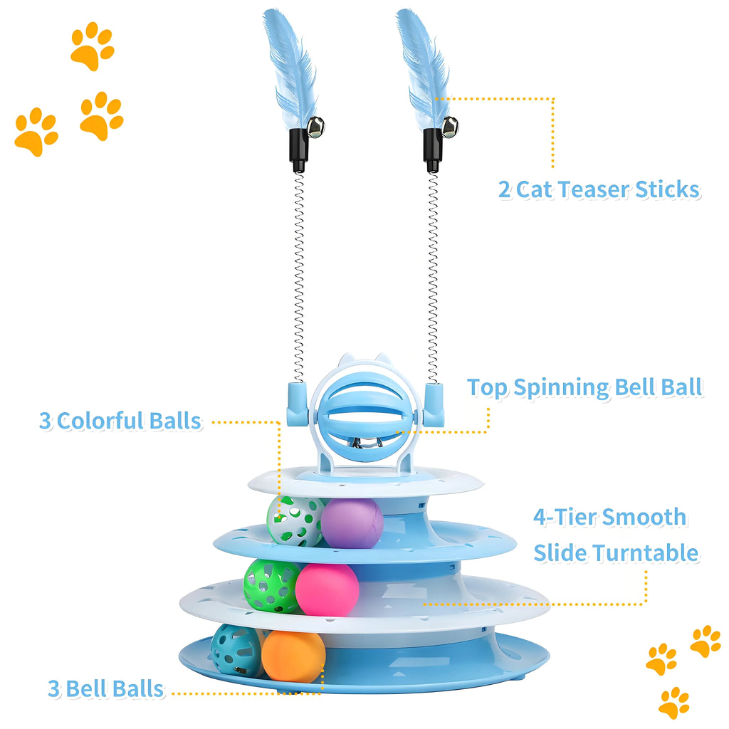 Interactive Cat Toy Puzzle Ball with 2 Teaser Wands