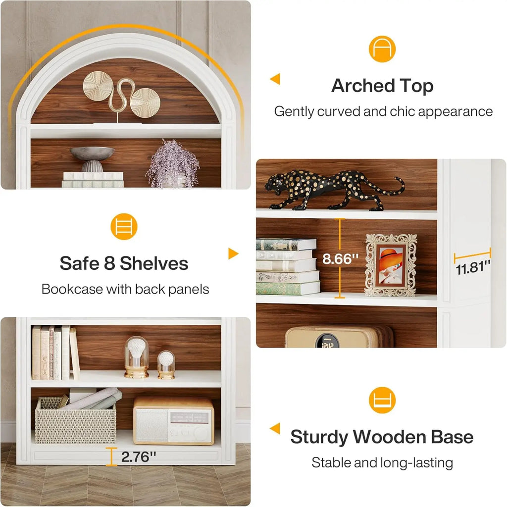 , 8-Tier Floor Standing Open Display Shelving Unit for Living Room